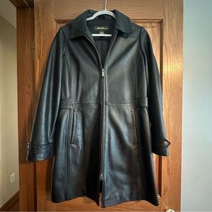 Eddie Bauer Black Leather Coat Women’s